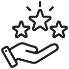 Hand holding stars icon