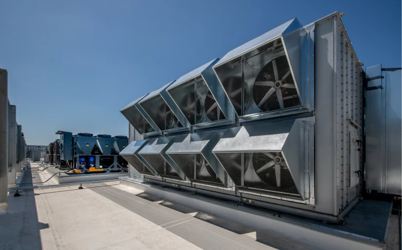 Large air conditioning units on rooftop